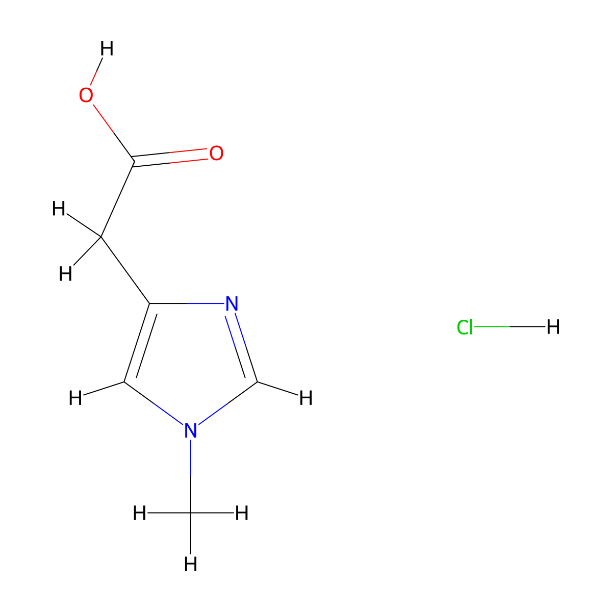 1-methyl-1H-imidazol-4-acetic acid monohydrochloride molecular structure, CAS 35454-39-8