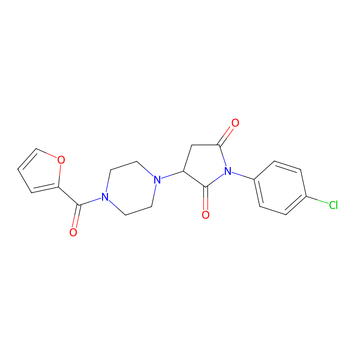 1-(4-Chlorophenyl)-3-[4-(furan-2-carbonyl)piperazin-1-yl]pyrrolidine-2,5-dione molecular structure, CAS 354540-06-0