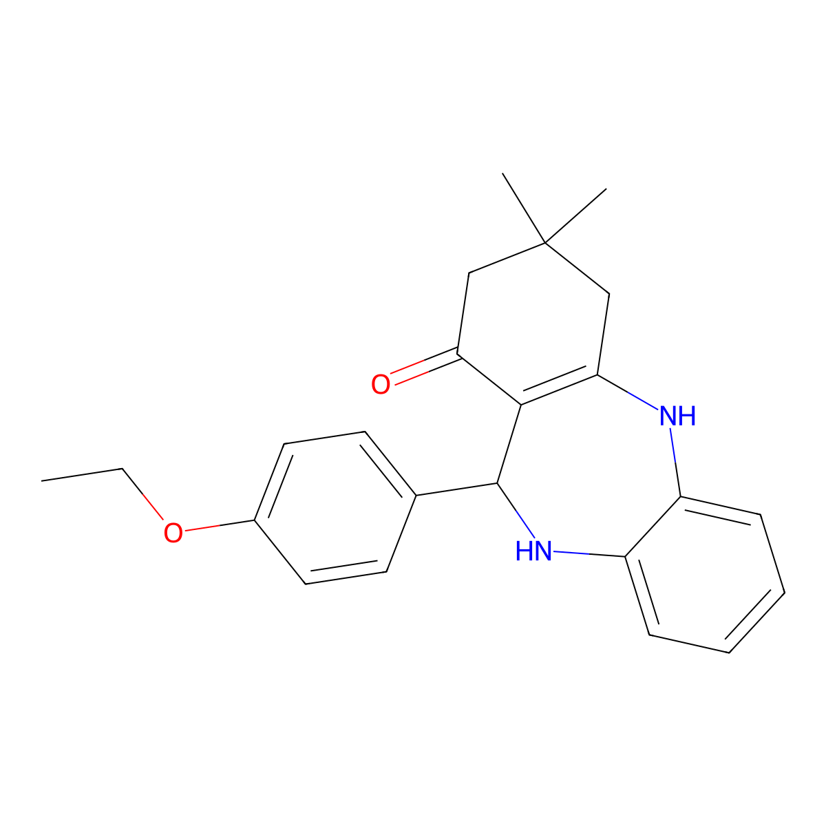 11-(4-ethoxyphenyl)-3,3-dimethyl-2,3,4,5,10,11-hexahydro-1H-dibenzo[b,e][1,4]diazepin-1-one molecular structure, CAS 354540-36-6