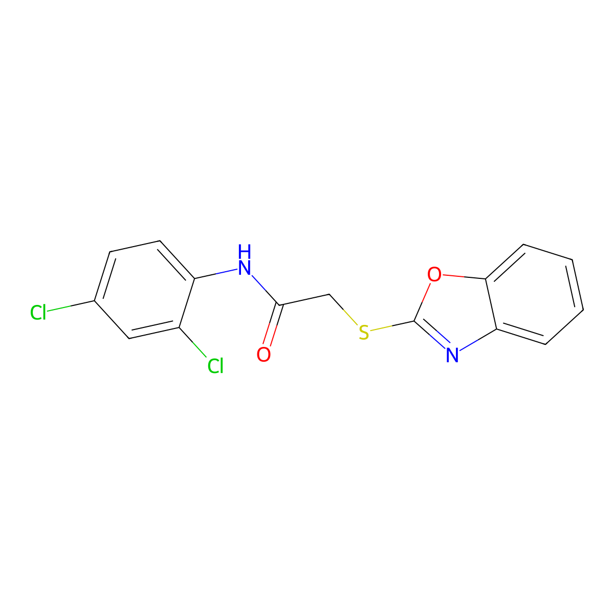 2-(1,3-benzoxazol-2-ylsulfanyl)-N-(2,4-dichlorophenyl)acetamide molecular structure, CAS 354540-39-9