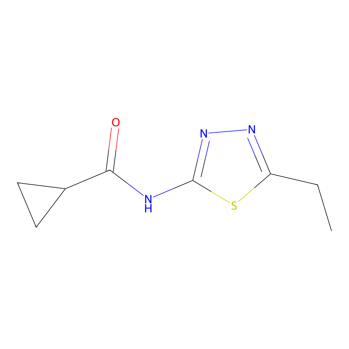 N-(5-ethyl-1,3,4-thiadiazol-2-yl)cyclopropanecarboxamide molecular structure, CAS 354542-00-0