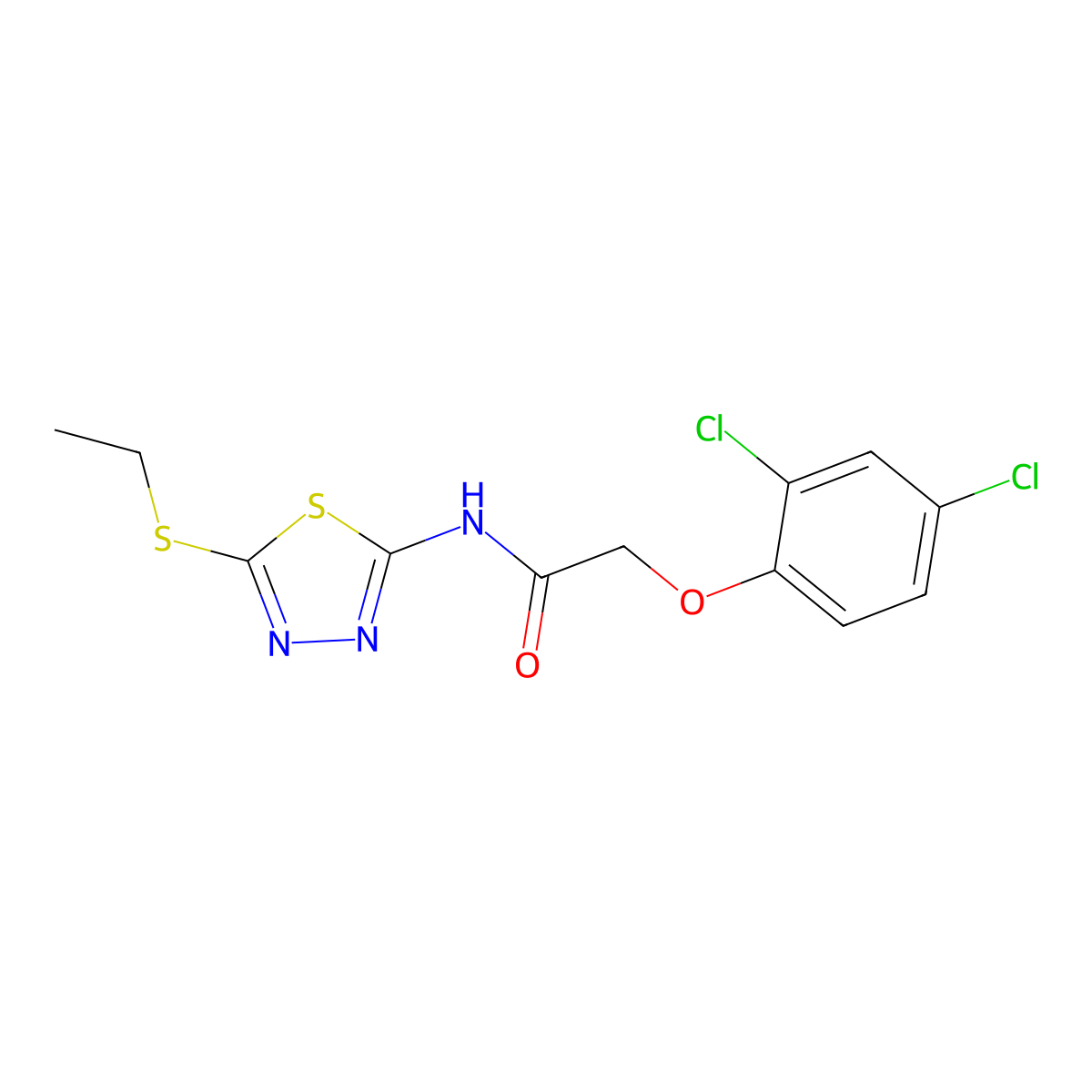 2-(2,4-dichlorophenoxy)-N-[5-(ethylsulfanyl)-1,3,4-thiadiazol-2-yl]acetamide molecular structure, CAS 354542-10-2