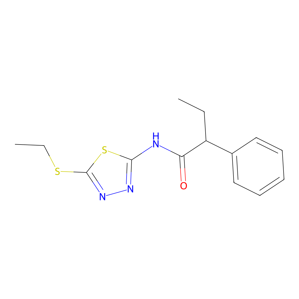 N-(5-ethylsulfanyl-1,3,4-thiadiazol-2-yl)-2-phenylbutanamide molecular structure, CAS 354542-11-3