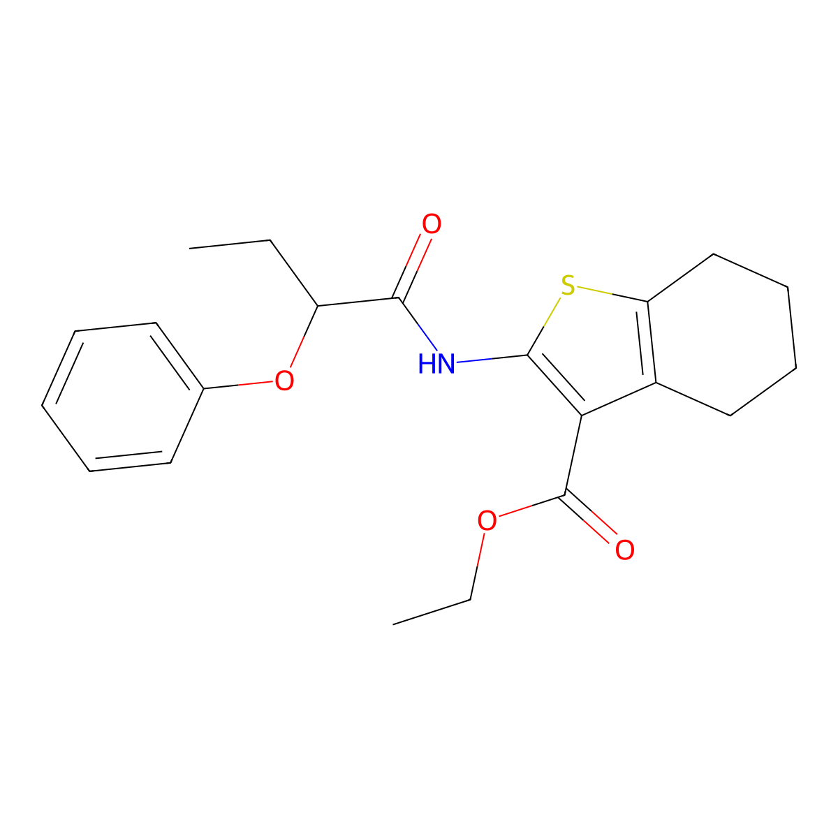 Ethyl 2-(2-phenoxybutanoylamino)-4,5,6,7-tetrahydro-1-benzothiophene-3-carboxylate molecular structure, CAS 354542-12-4