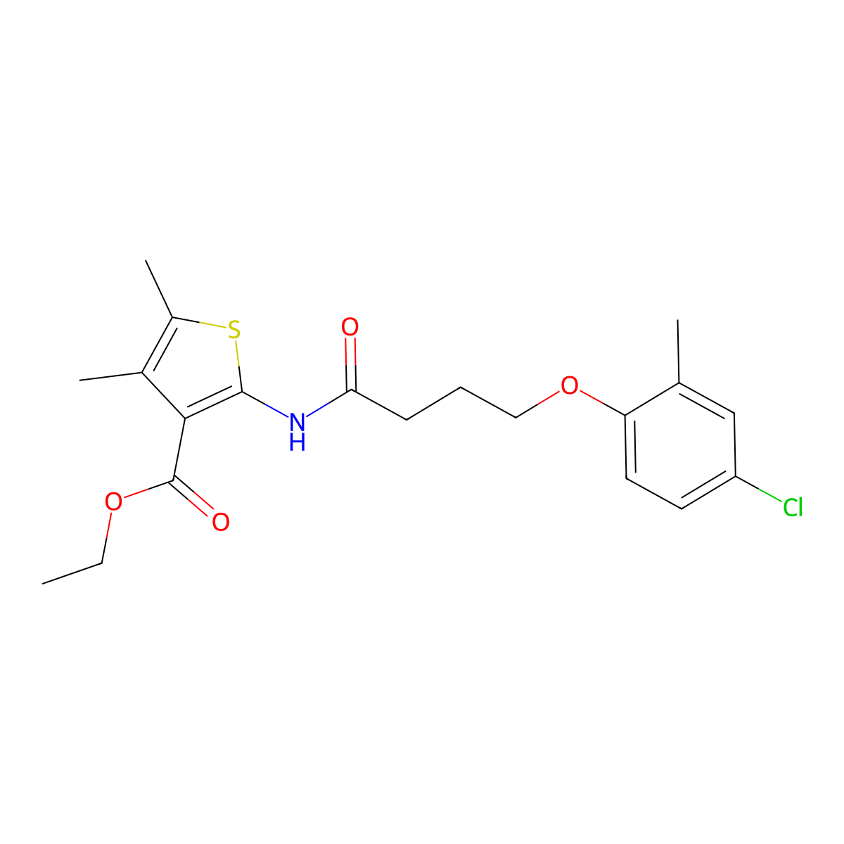 Ethyl 2-[4-(4-chloro-2-methylphenoxy)butanoylamino]-4,5-dimethylthiophene-3-carboxylate molecular structure, CAS 354542-33-9