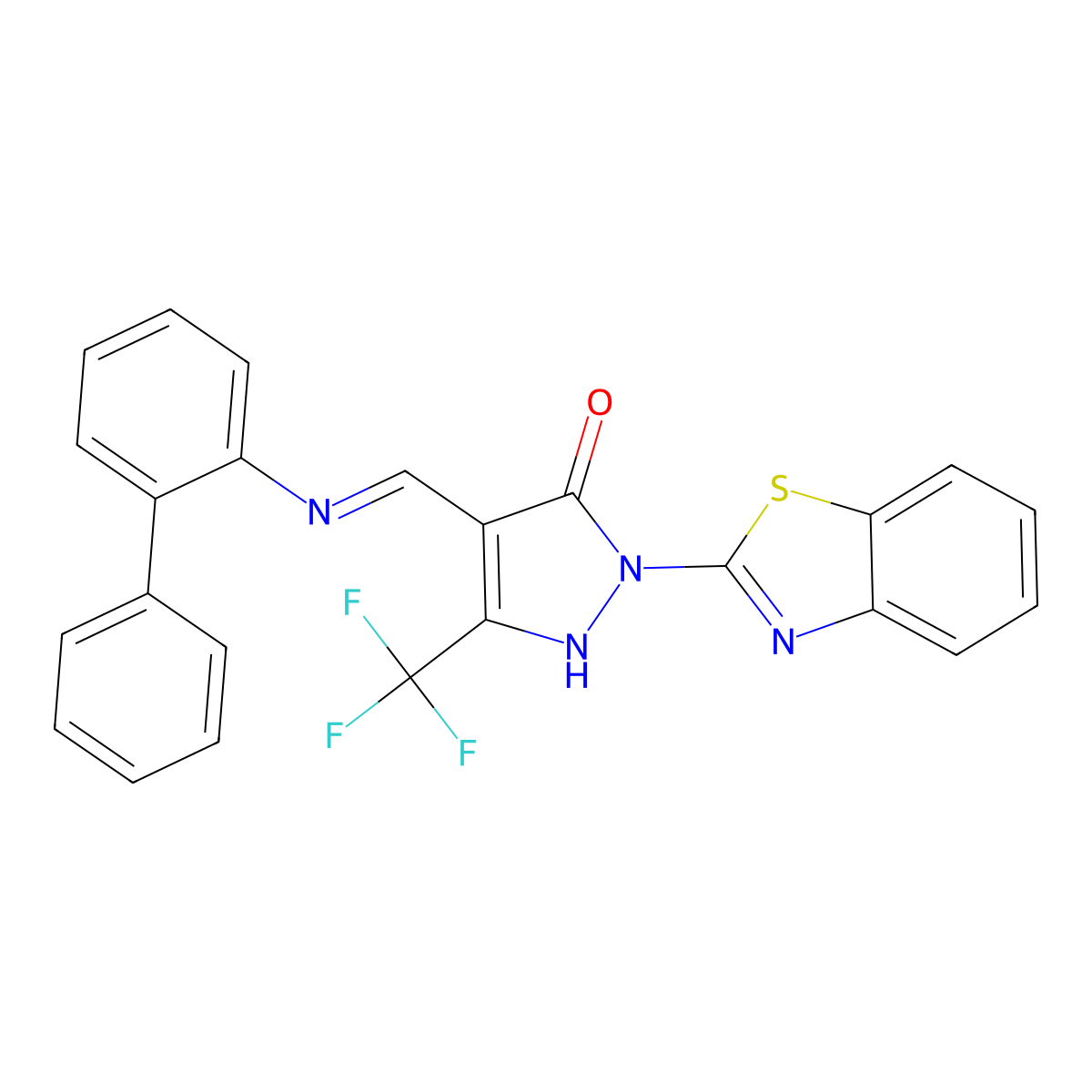 2-(1,3-benzothiazol-2-yl)-4-[([1,1'-biphenyl]-2-ylimino)methyl]-5-(trifluoromethyl)-1,2-dihydro-3H-pyrazol-3-one molecular structure, CAS 354542-88-4