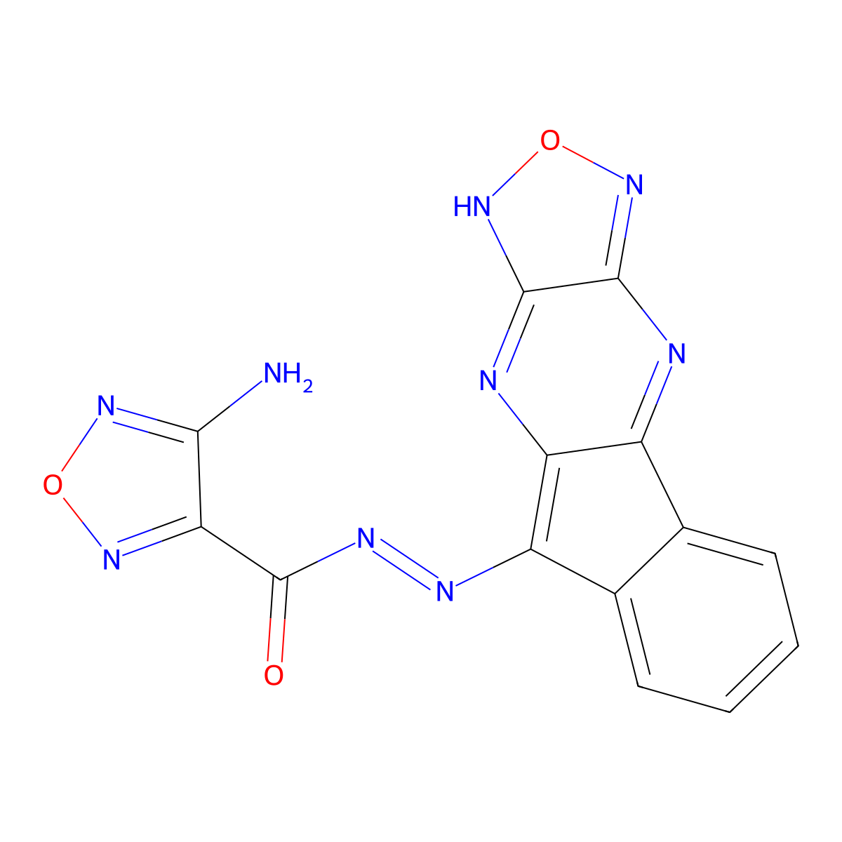 4-Amino-N'-(9H-indeno[1,2-b][1,2,5]oxadiazolo[3,4-e]pyrazin-9-ylidene)-1,2,5-oxadiazole-3-carbohydrazide molecular structure, CAS 354543-09-2