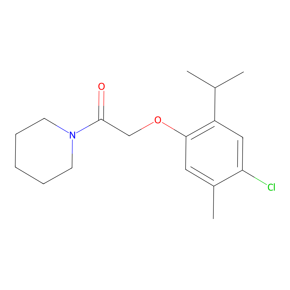 2-(4-Chloro-5-methyl-2-propan-2-ylphenoxy)-1-piperidin-1-ylethanone molecular structure, CAS 354543-44-5
