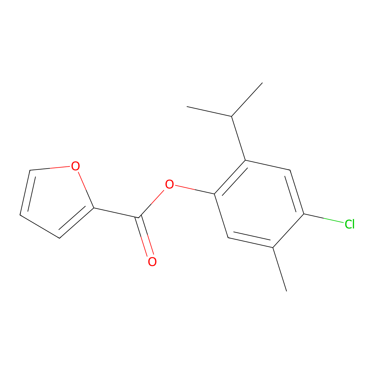 4-Chloro-2-isopropyl-5-methylphenyl 2-furoate molecular structure, CAS 354543-59-2