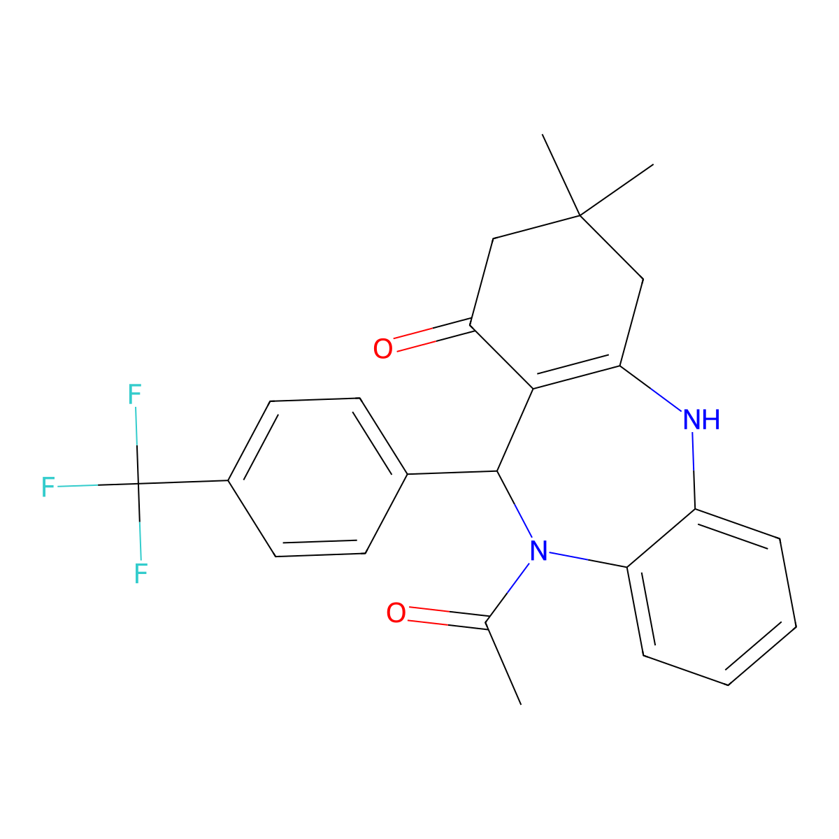 5-Acetyl-9,9-dimethyl-6-[4-(trifluoromethyl)phenyl]-6,8,10,11-tetrahydrobenzo[b][1,4]benzodiazepin-7-one molecular structure, CAS 354543-73-0