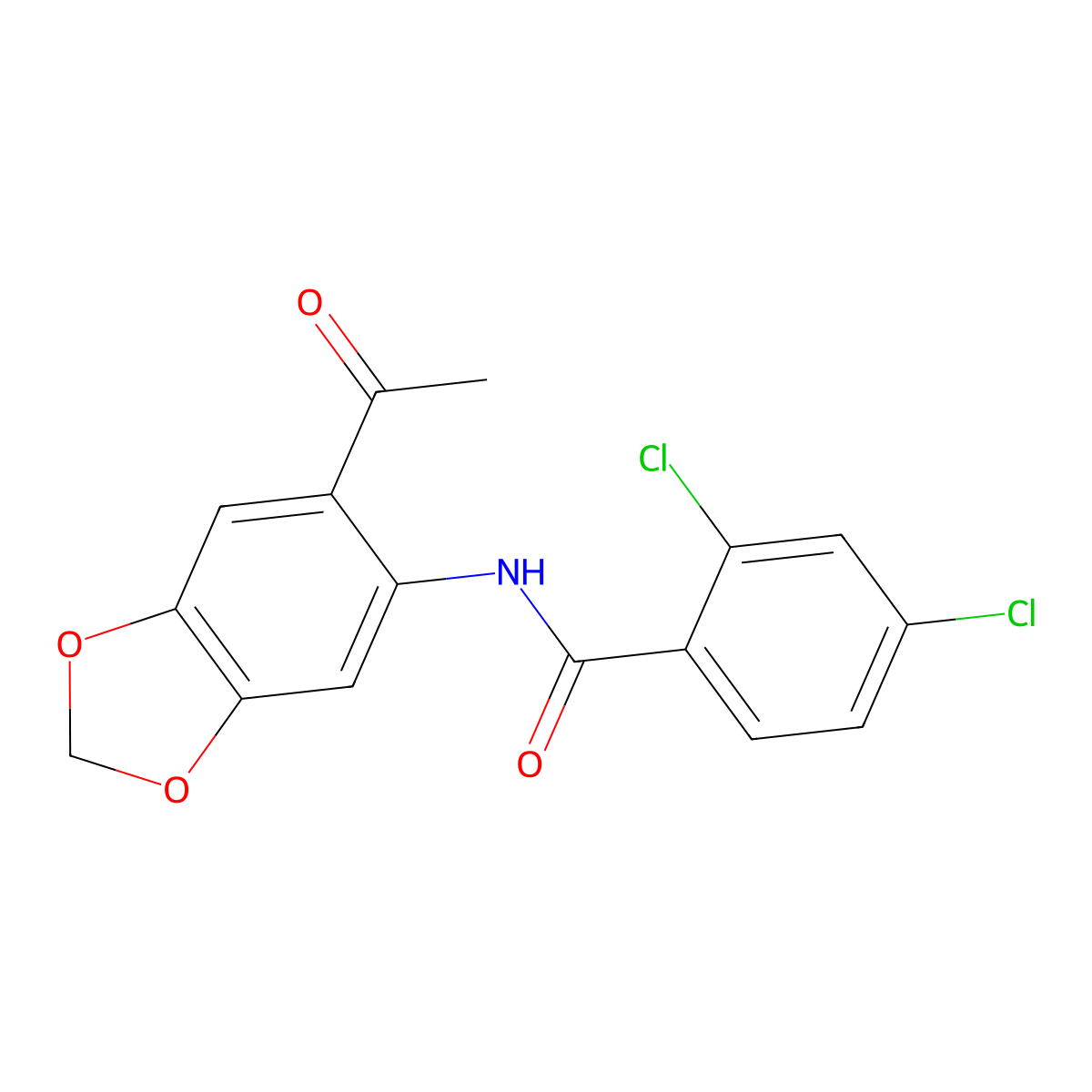 N-(6-acetyl-1,3-benzodioxol-5-yl)-2,4-dichlorobenzamide molecular structure, CAS 354543-79-6