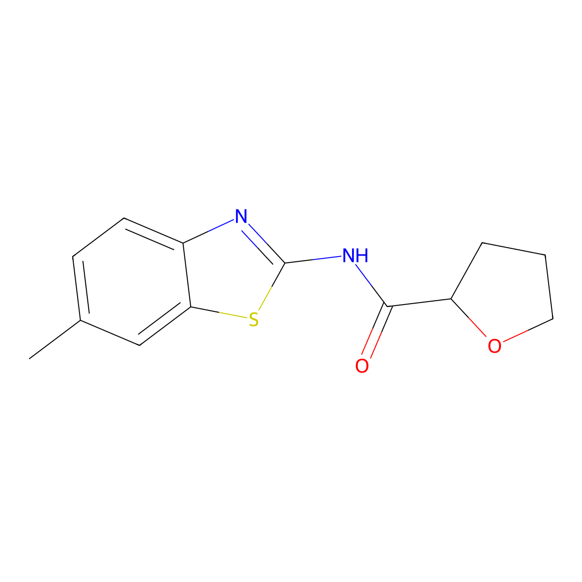N-(6-methyl-1,3-benzothiazol-2-yl)oxolane-2-carboxamide molecular structure, CAS 354543-84-3