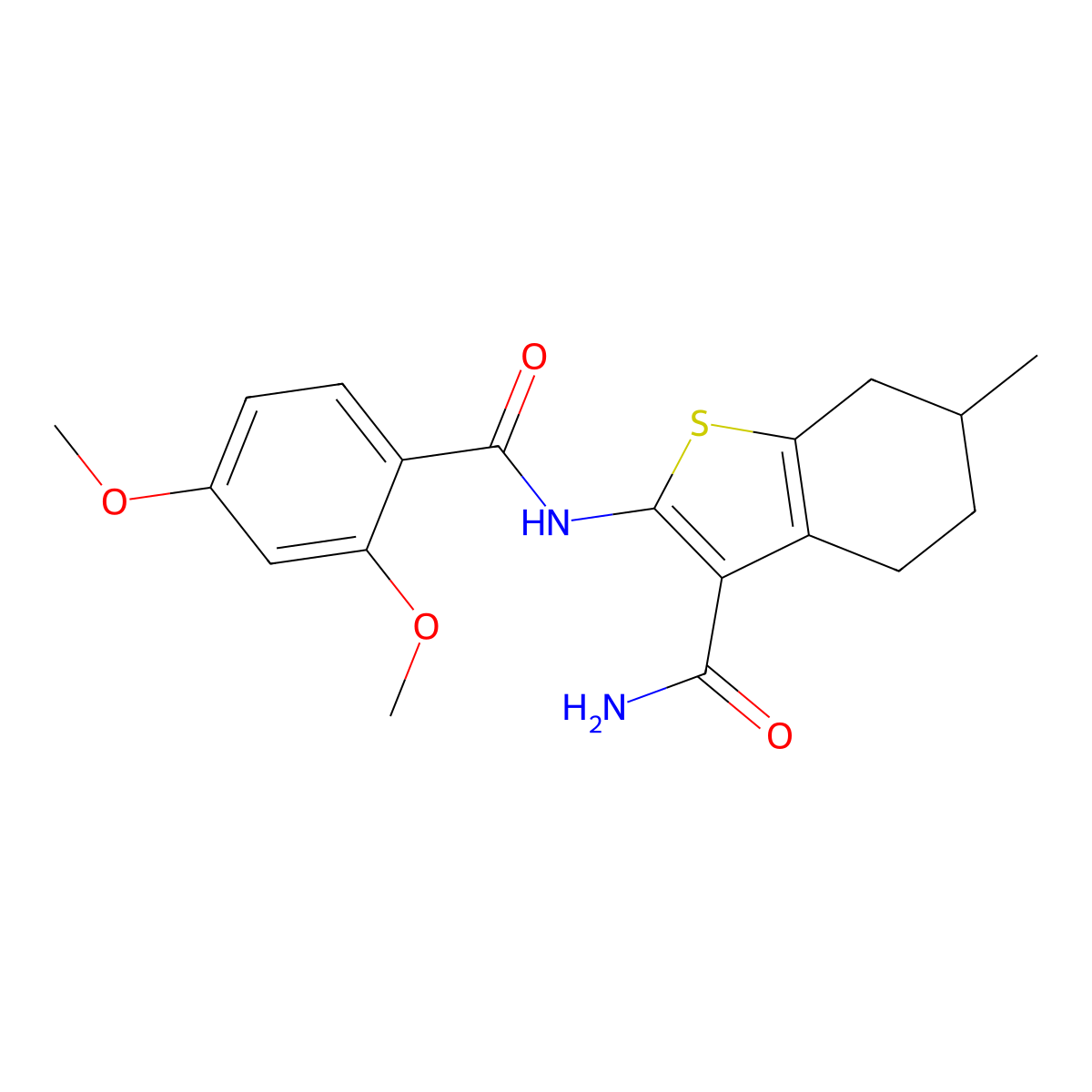 2-[(2,4-Dimethoxybenzoyl)amino]-6-methyl-4,5,6,7-tetrahydro-1-benzothiophene-3-carboxamide molecular structure, CAS 354543-87-6