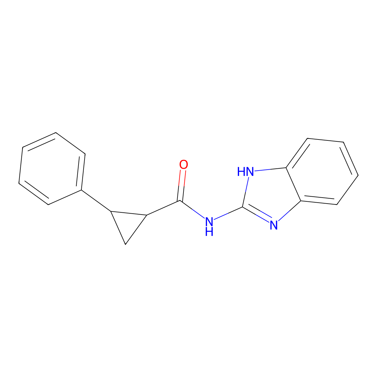 N-(1H-benzimidazol-2-yl)-2-phenylcyclopropanecarboxamide molecular structure, CAS 354544-26-6
