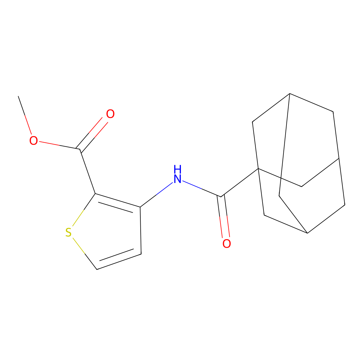 Methyl 3-[(1-adamantylcarbonyl)amino]-2-thiophenecarboxylate molecular structure, CAS 354544-31-3