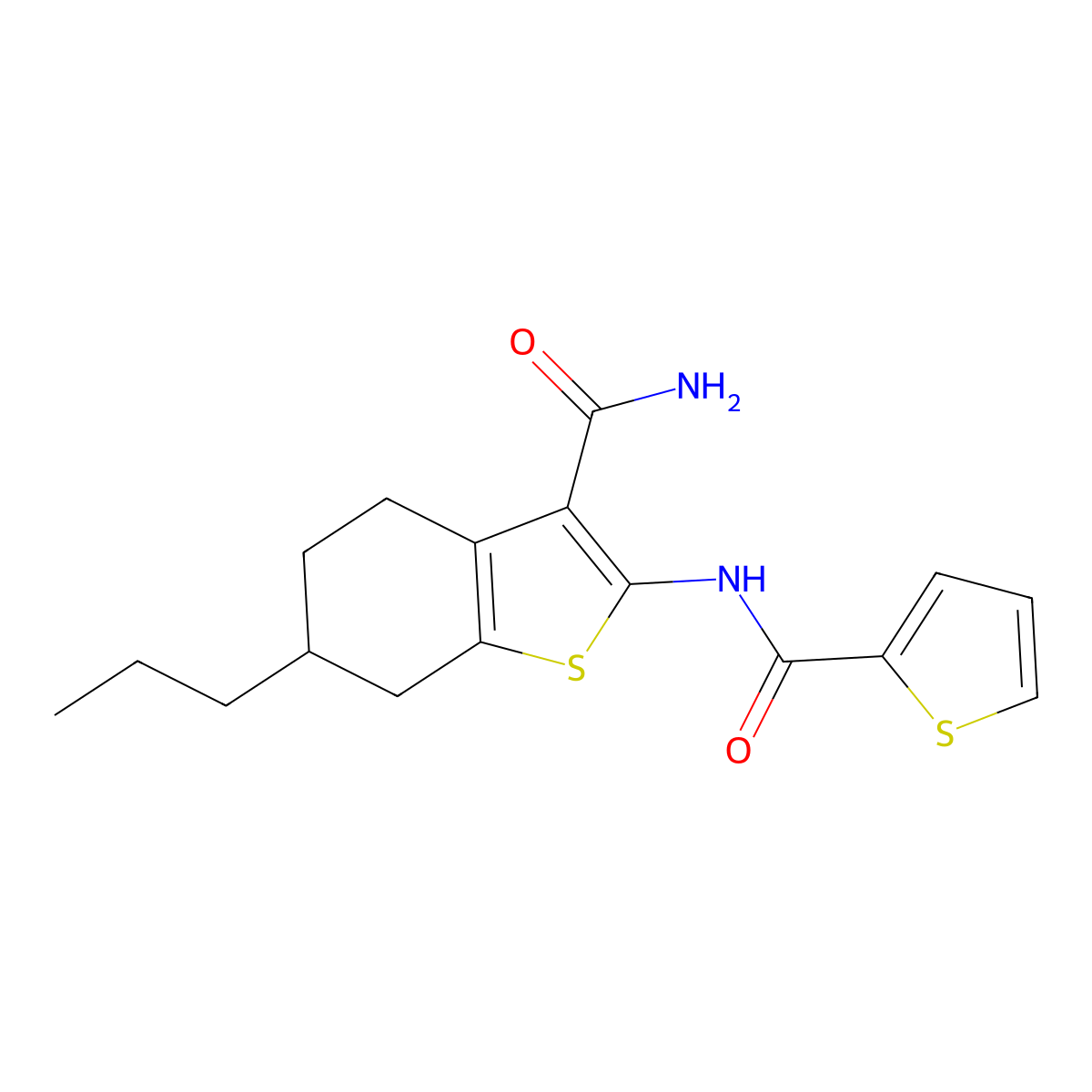 2-[[Oxo(thiophen-2-yl)methyl]amino]-6-propyl-4,5,6,7-tetrahydro-1-benzothiophene-3-carboxamide molecular structure, CAS 354544-45-9