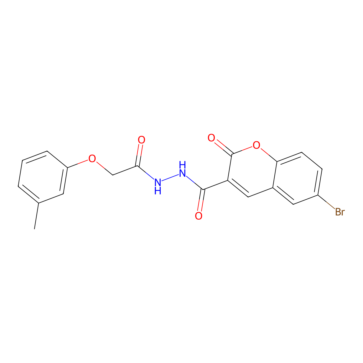 6-bromo-N'-[(3-methylphenoxy)acetyl]-2-oxo-2H-chromene-3-carbohydrazide molecular structure, CAS 354544-54-0