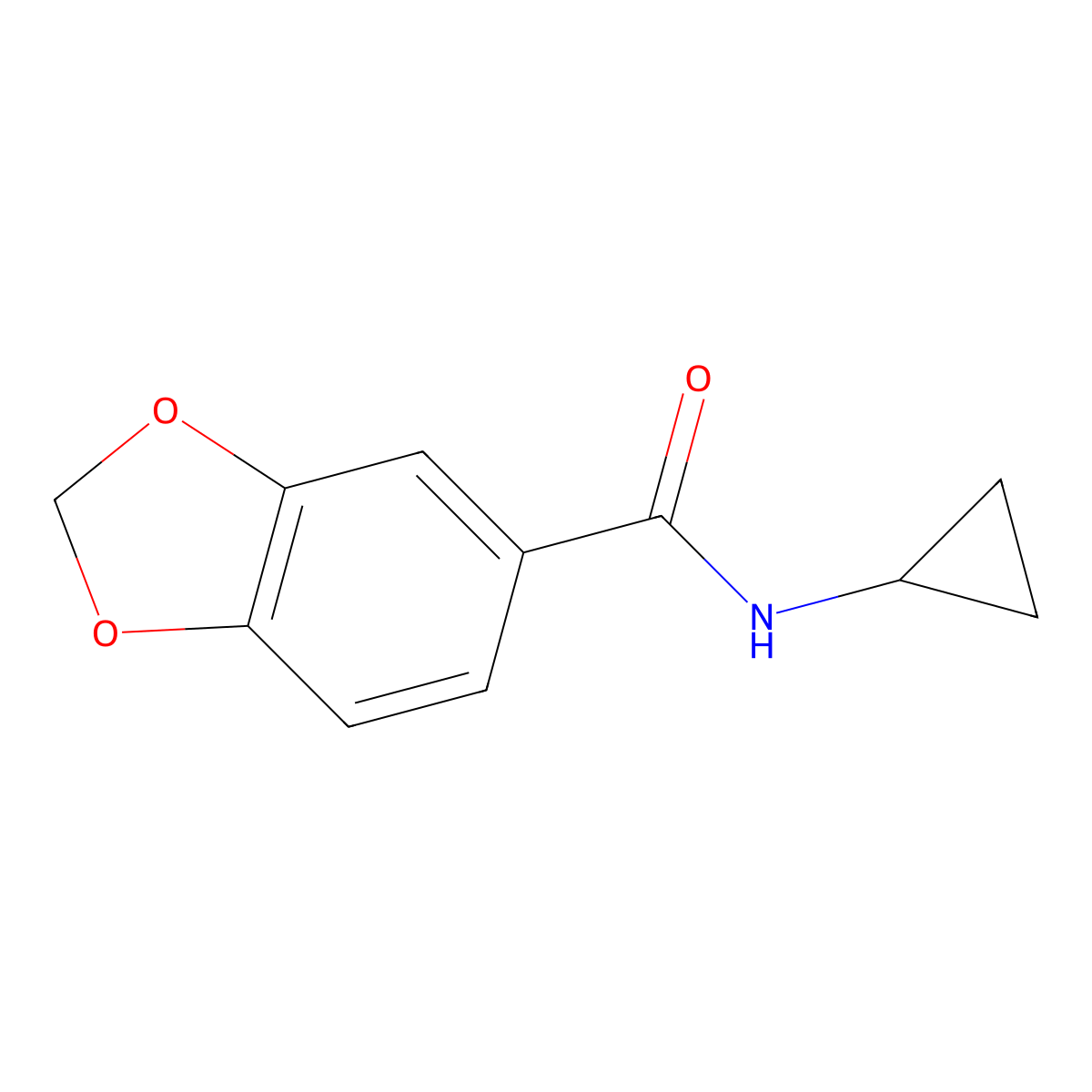 N-cyclopropyl-1,3-dioxaindane-5-carboxamide molecular structure, CAS 354544-61-9