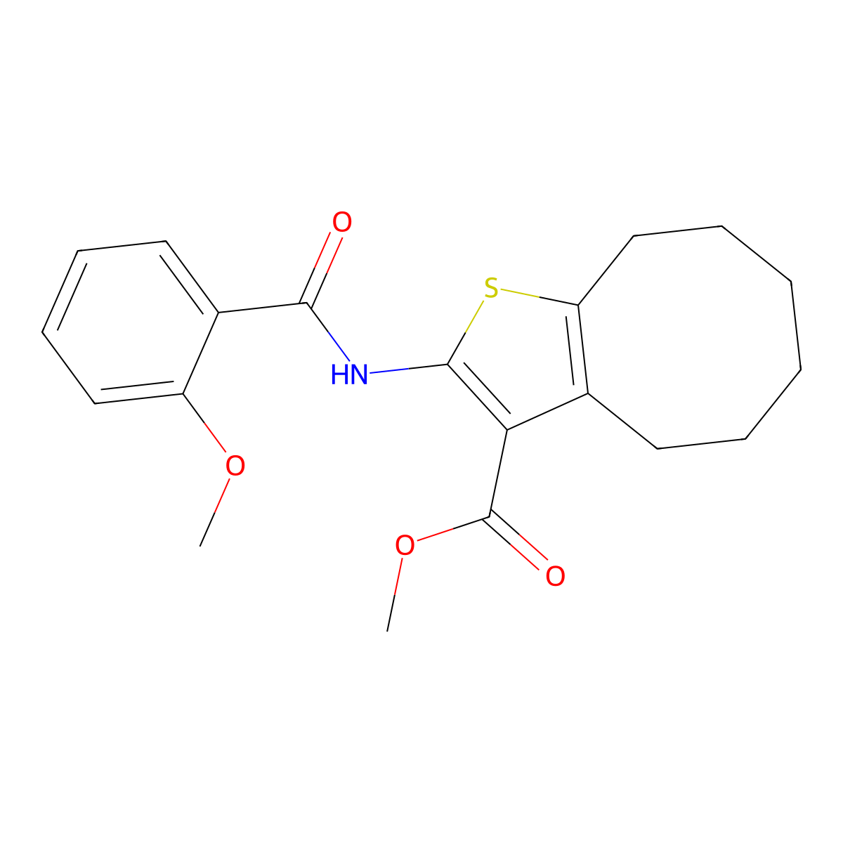 Methyl 2-[(2-methoxybenzoyl)amino]-4,5,6,7,8,9-hexahydrocycloocta[b]thiophene-3-carboxylate molecular structure, CAS 354545-16-7