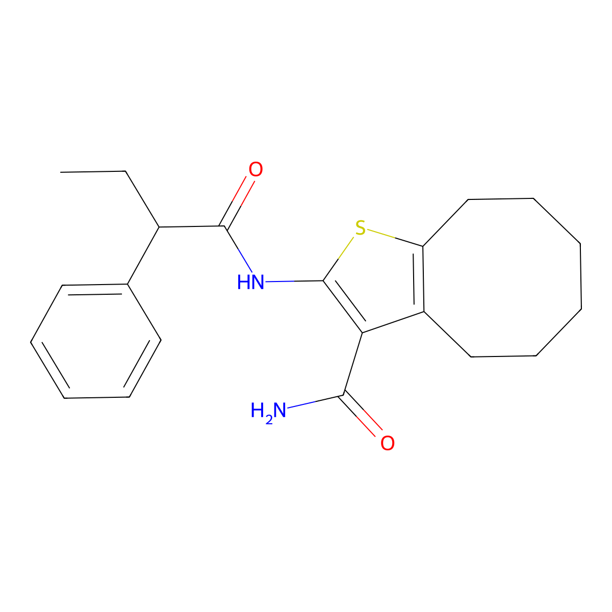 2-[(2-Phenylbutanoyl)amino]-4,5,6,7,8,9-hexahydrocycloocta[b]thiophene-3-carboxamide molecular structure, CAS 354545-84-9