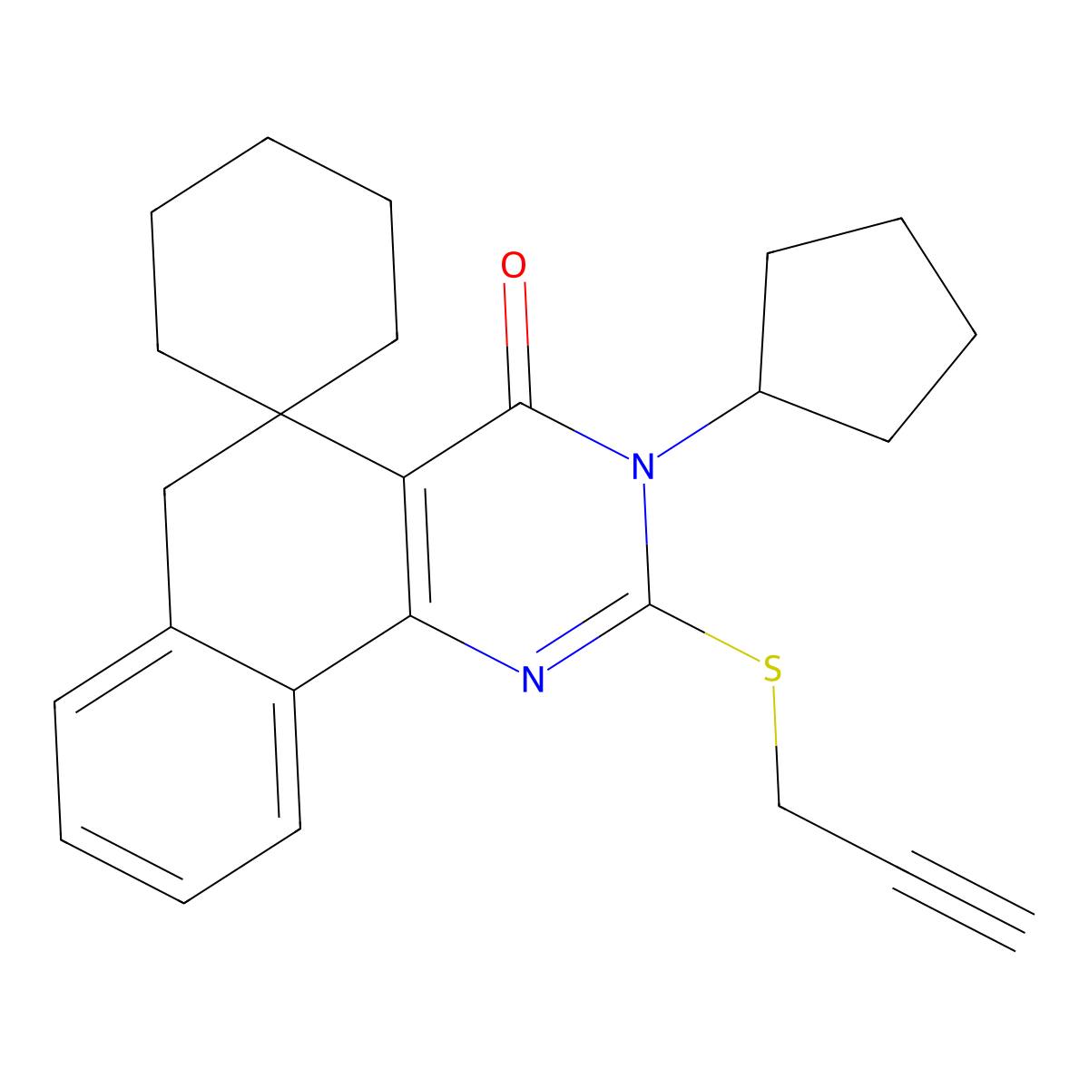 3-cyclopentyl-2-prop-2-ynylsulfanylspiro[6H-benzo[h]quinazoline-5,1'-cyclohexane]-4-one molecular structure, CAS 354545-94-1