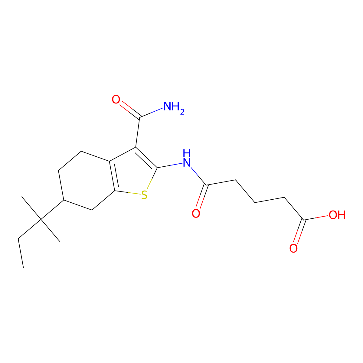 5-[[3-Carbamoyl-6-(2-methylbutan-2-yl)-4,5,6,7-tetrahydro-1-benzothiophen-2-yl]amino]-5-oxopentanoic acid molecular structure, CAS 354546-03-5