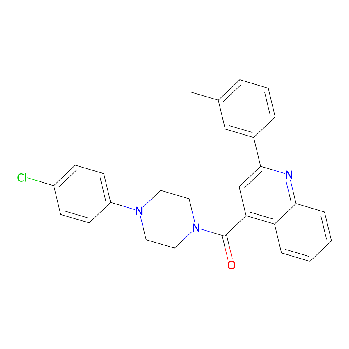 [4-(4-Chlorophenyl)piperazin-1-yl]-[2-(3-methylphenyl)quinolin-4-yl]methanone molecular structure, CAS 354546-25-1