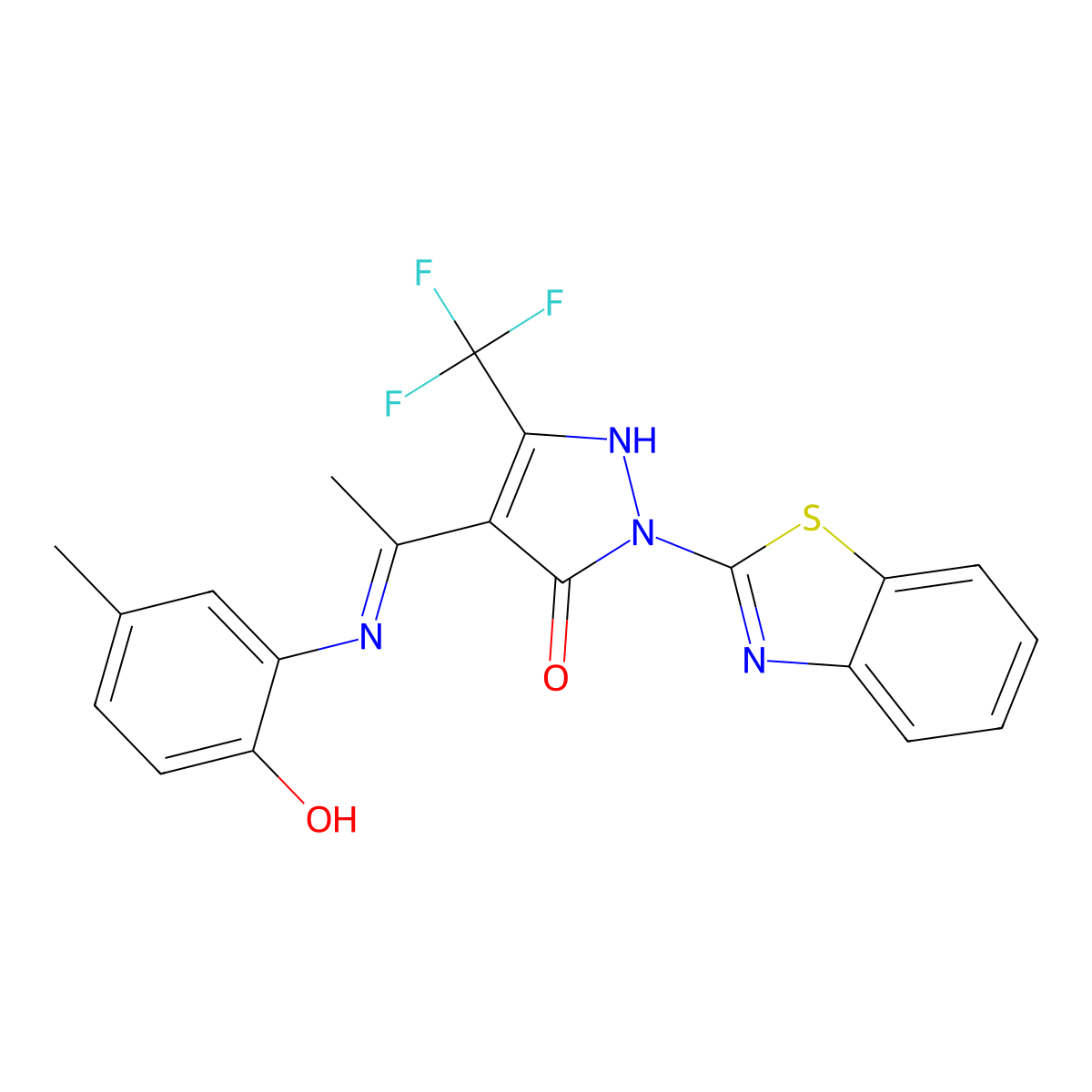 2-(1,3-benzothiazol-2-yl)-4-[1-(2-hydroxy-5-methylanilino)ethylidene]-5-(trifluoromethyl)-2,4-dihydro-3H-pyrazol-3-one molecular structure, CAS 354546-39-7