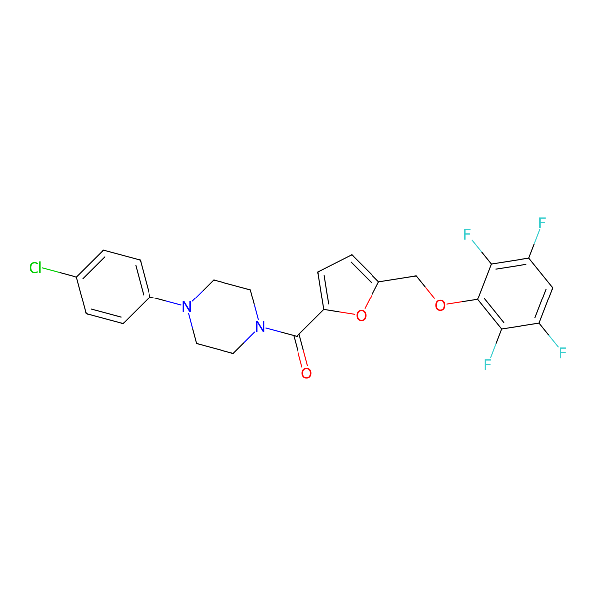 1-(4-Chlorophenyl)-4-{5-[(2,3,5,6-tetrafluorophenoxy)methyl]-2-furoyl}piperazine molecular structure, CAS 354546-47-7