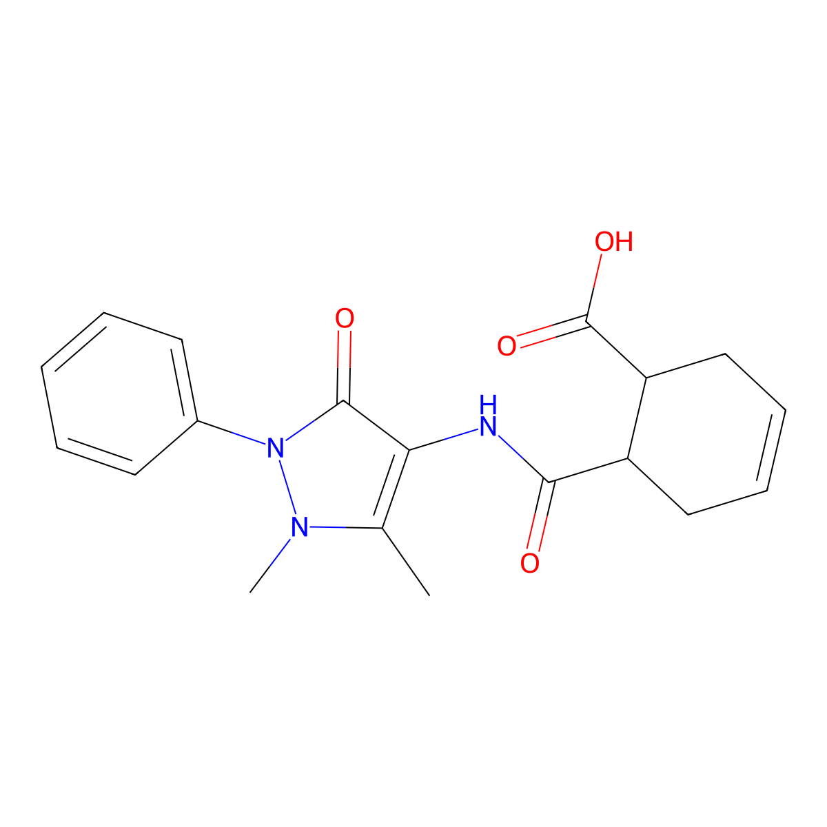 6-[(1,5-Dimethyl-3-oxo-2-phenylpyrazol-4-yl)carbamoyl]cyclohex-3-ene-1-carboxylic acid molecular structure, CAS 354546-67-1