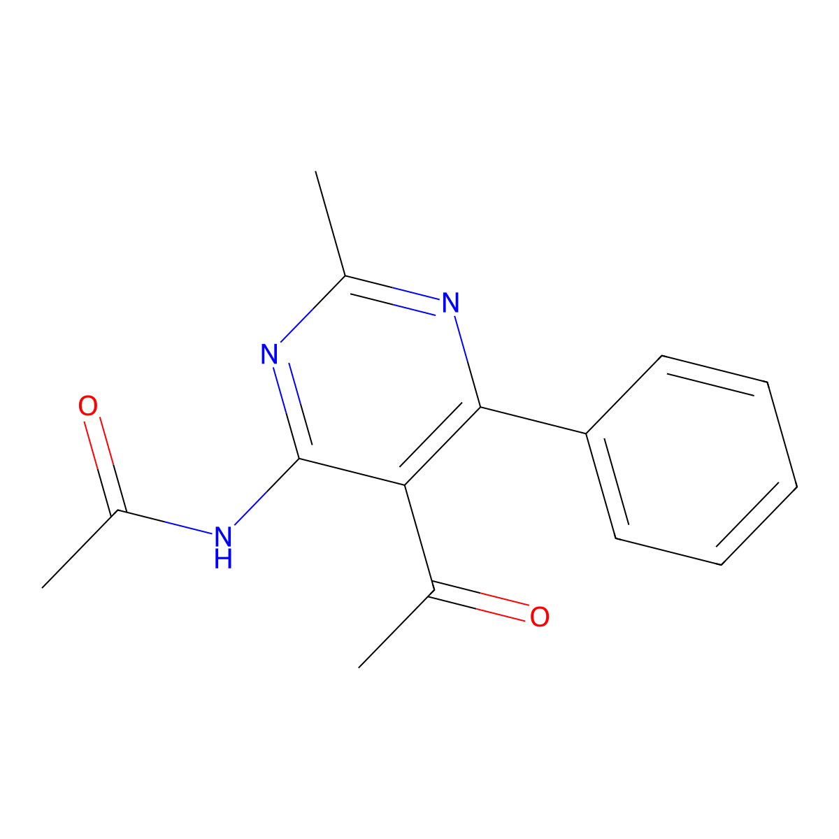 N-(5-acetyl-2-methyl-6-phenylpyrimidin-4-yl)acetamide molecular structure, CAS 354546-71-7