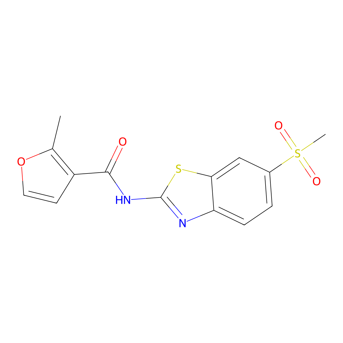 2-methyl-N-(6-methylsulfonyl-1,3-benzothiazol-2-yl)furan-3-carboxamide molecular structure, CAS 354546-74-0