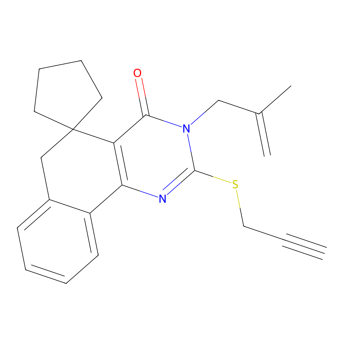 3-(2-methylprop-2-enyl)-2-prop-2-ynylsulfanylspiro[6H-benzo[h]quinazoline-5,1'-cyclopentane]-4-one molecular structure, CAS 354546-93-3