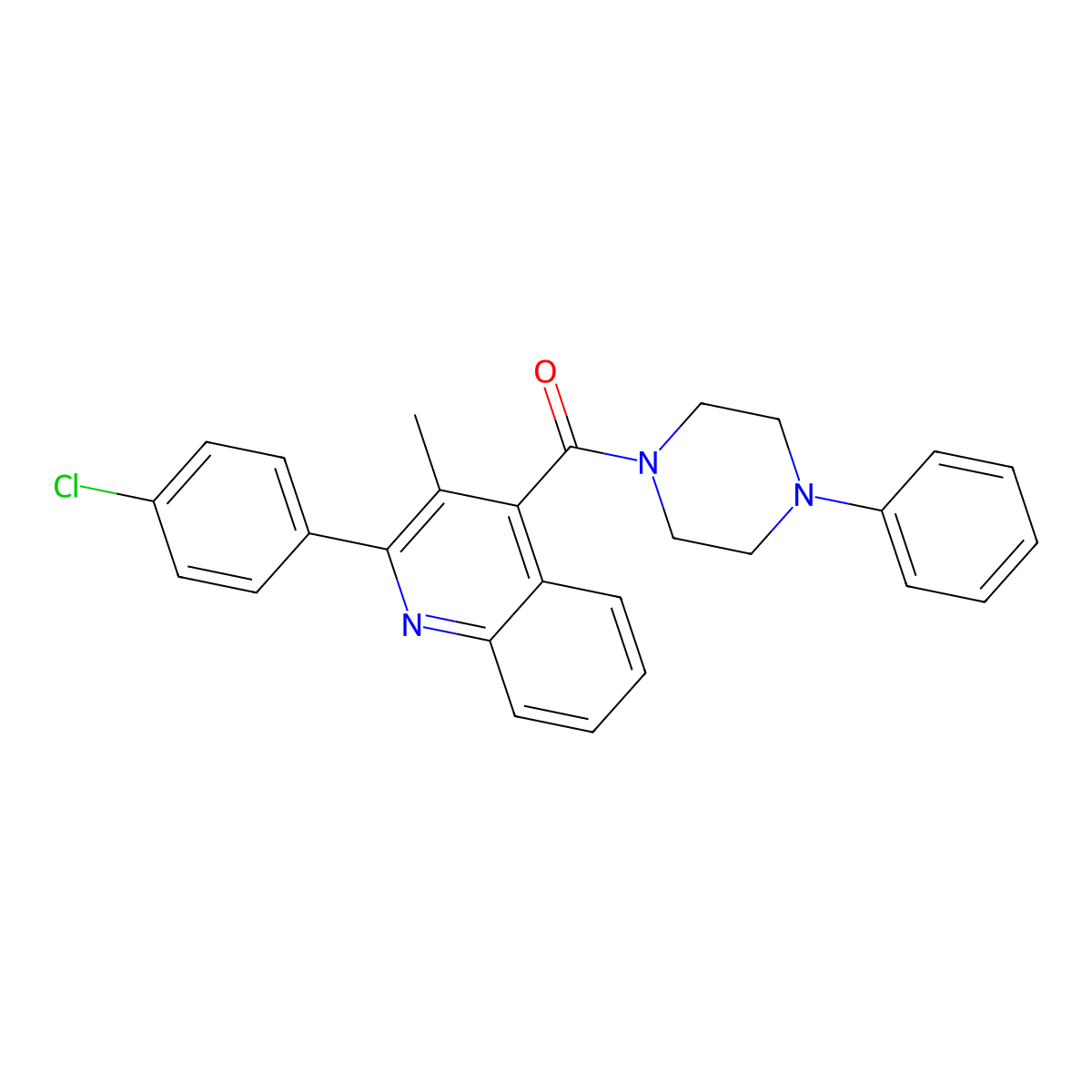 [2-(4-Chlorophenyl)-3-methylquinolin-4-yl]-(4-phenylpiperazin-1-yl)methanone molecular structure, CAS 354547-14-1