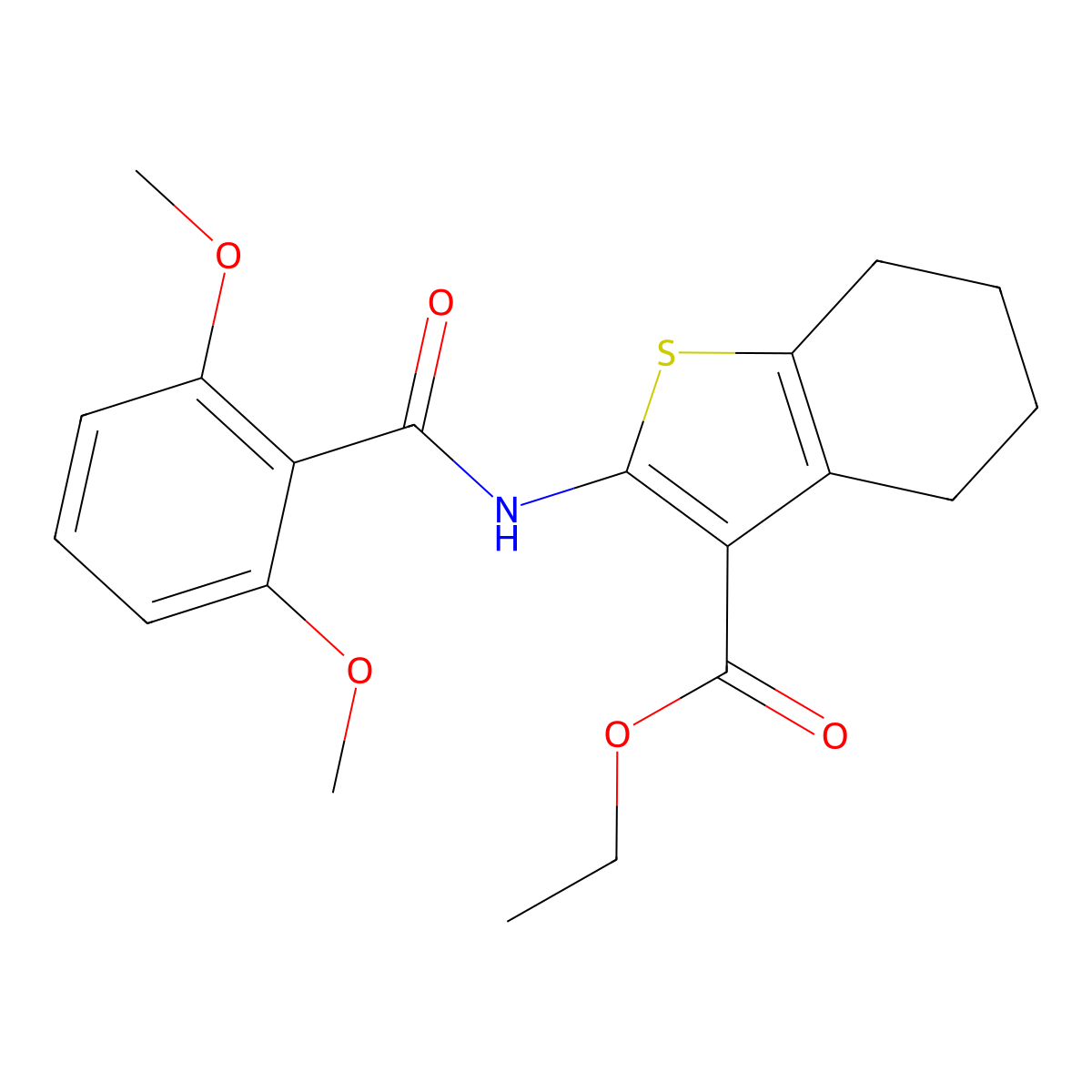 Ethyl 2-[(2,6-dimethoxybenzoyl)amino]-4,5,6,7-tetrahydro-1-benzothiophene-3-carboxylate molecular structure, CAS 354547-27-6