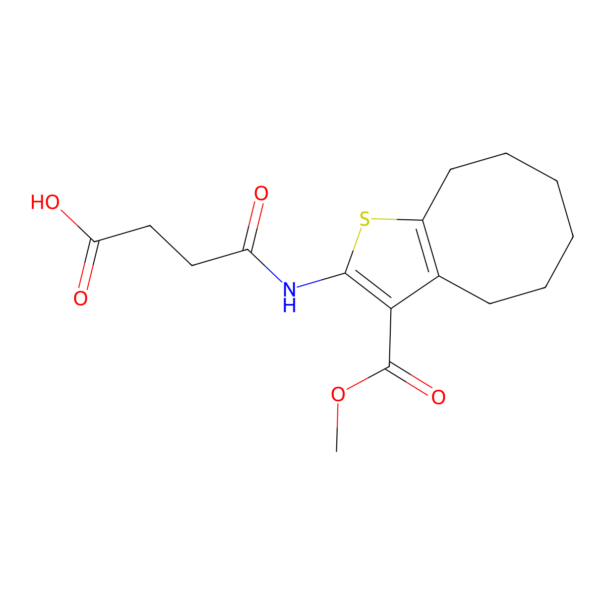 4-[(3-Methoxycarbonyl-4,5,6,7,8,9-hexahydrocycloocta[b]thiophen-2-yl)amino]-4-oxobutanoic acid molecular structure, CAS 354547-32-3