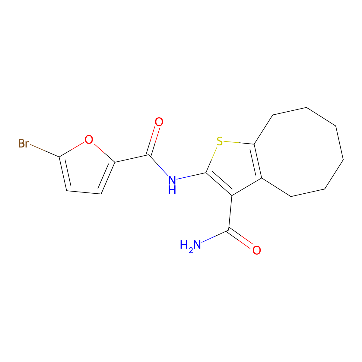5-bromo-N-(3-carbamoyl-4,5,6,7,8,9-hexahydrocycloocta[b]thiophen-2-yl)furan-2-carboxamide molecular structure, CAS 354547-37-8