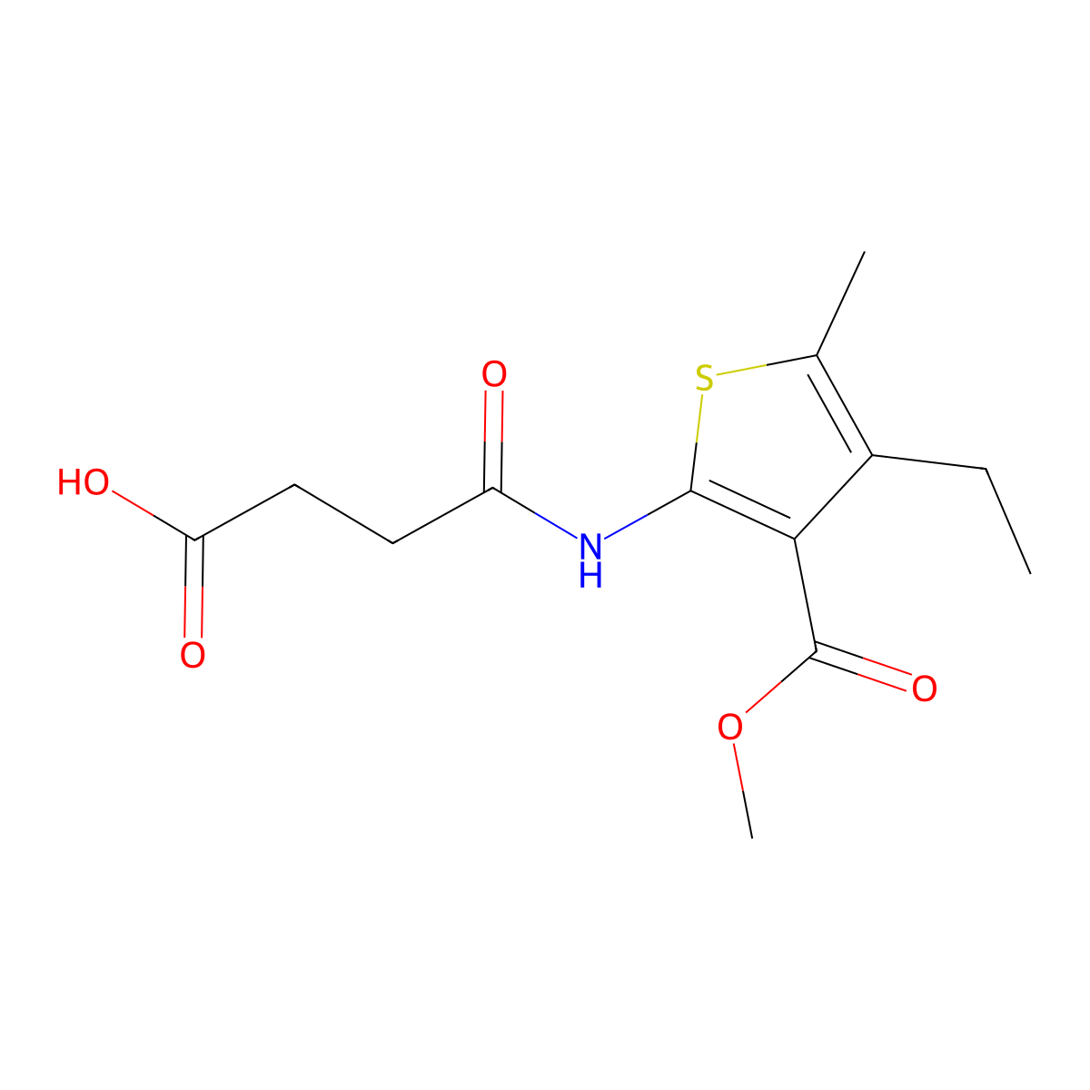 2-(3-Carboxy-propionylamino)-4-ethyl-5-methyl-thiophene-3-carboxylic acid methyl ester molecular structure, CAS 354547-58-3