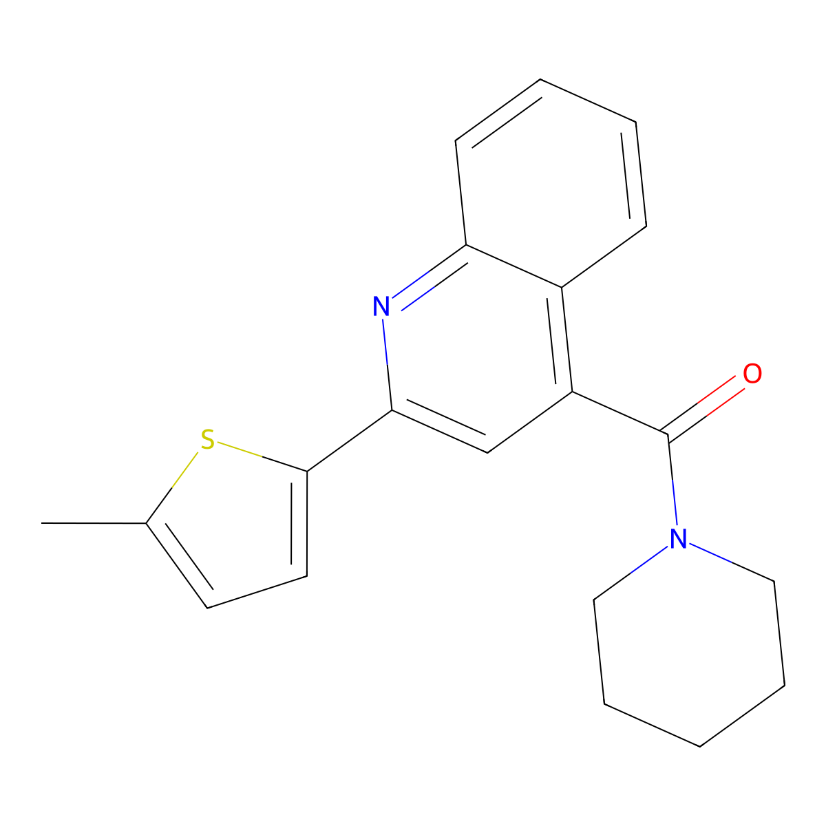 2-(5-Methyl-2-thienyl)-4-(1-piperidinylcarbonyl)quinoline molecular structure, CAS 354548-02-0