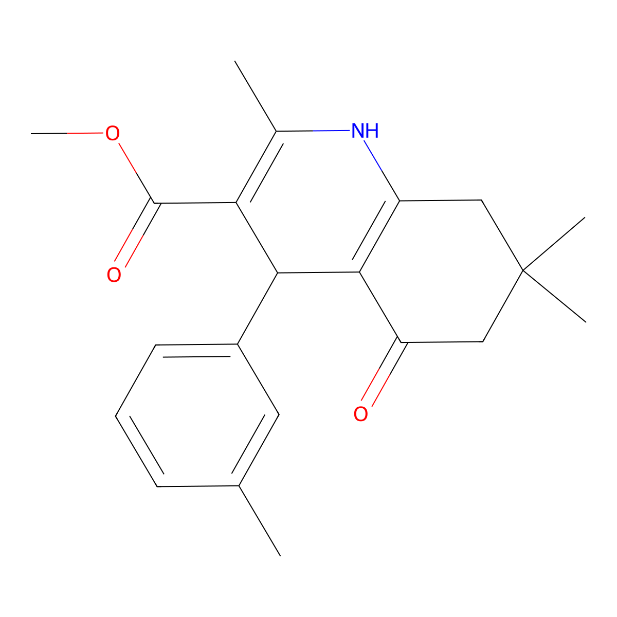 Methyl 2,7,7-trimethyl-4-(3-methylphenyl)-5-oxo-1,4,5,6,7,8-hexahydro-3-quinolinecarboxylate molecular structure, CAS 354548-14-4