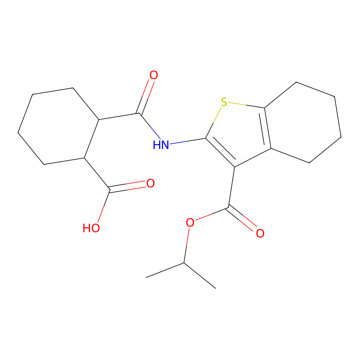2-({3-[(Propan-2-yloxy)carbonyl]-4,5,6,7-tetrahydro-1-benzothiophen-2-yl}carbamoyl)cyclohexanecarboxylic acid molecular structure, CAS 354548-15-5