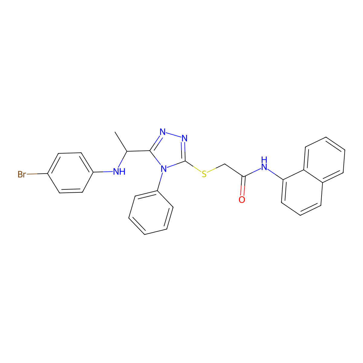 2-[[5-[1-(4-bromoanilino)ethyl]-4-phenyl-1,2,4-triazol-3-yl]sulfanyl]-N-naphthalen-1-ylacetamide molecular structure, CAS 354548-35-9