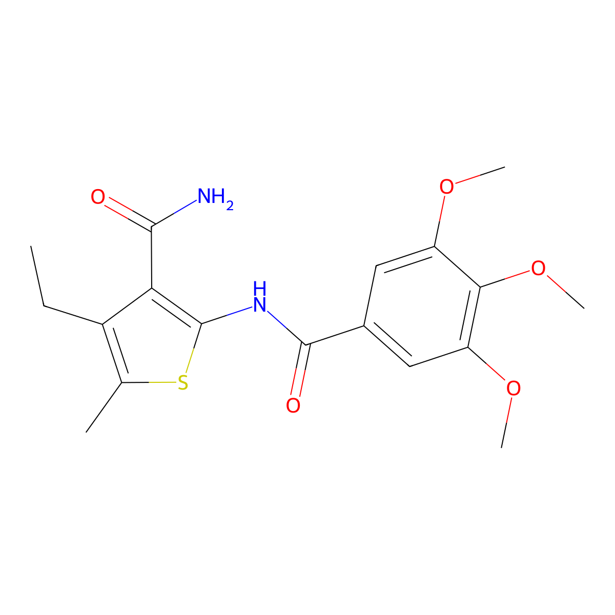 4-Ethyl-5-methyl-2-[(3,4,5-trimethoxybenzoyl)amino]thiophene-3-carboxamide molecular structure, CAS 354548-46-2