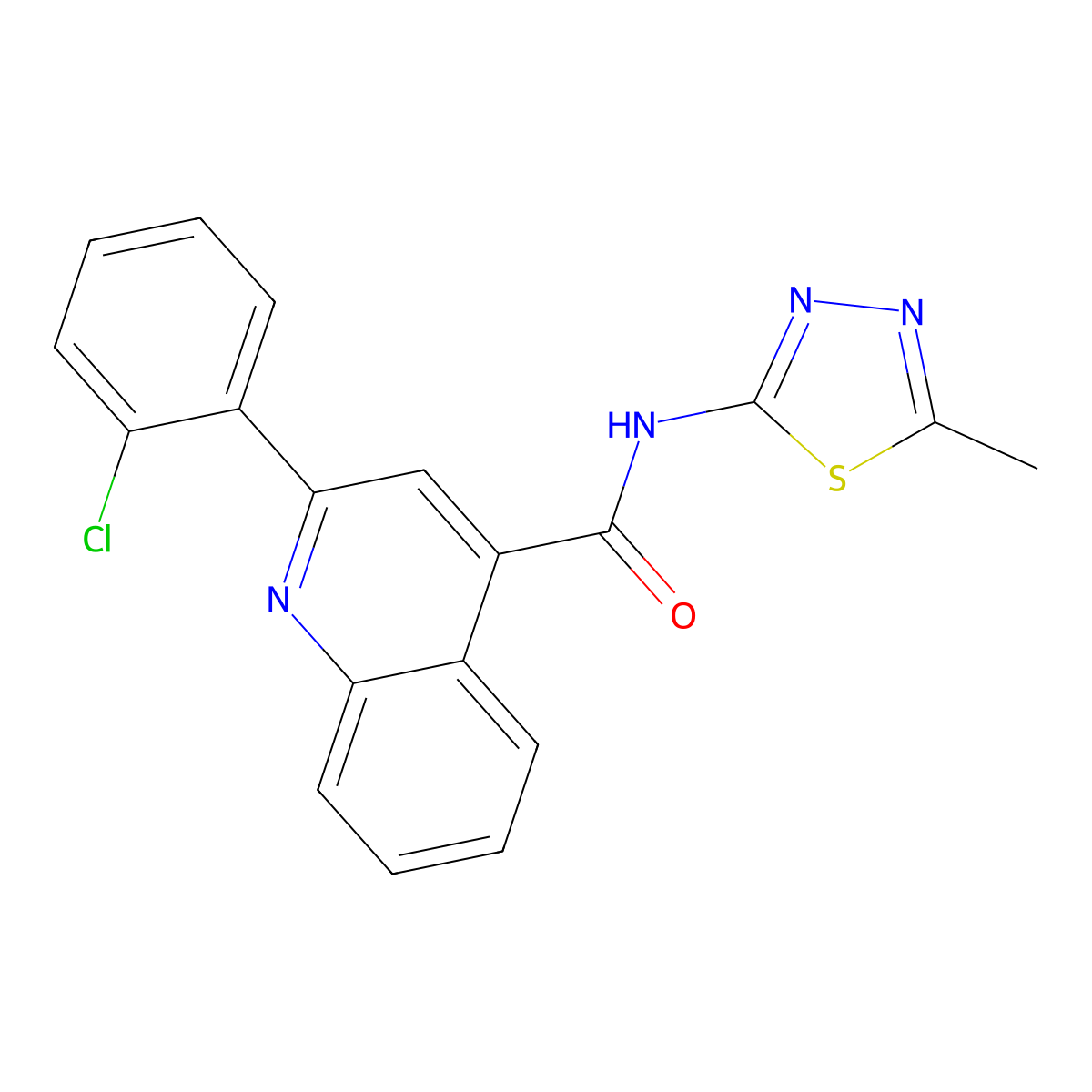 2-(2-chlorophenyl)-N-(5-methyl-1,3,4-thiadiazol-2-yl)quinoline-4-carboxamide molecular structure, CAS 354548-60-0