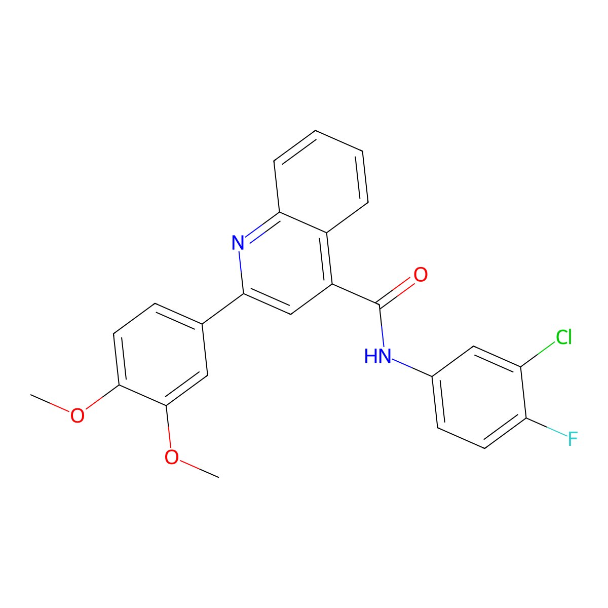N-(3-chloro-4-fluorophenyl)-2-(3,4-dimethoxyphenyl)quinoline-4-carboxamide molecular structure, CAS 354548-64-4