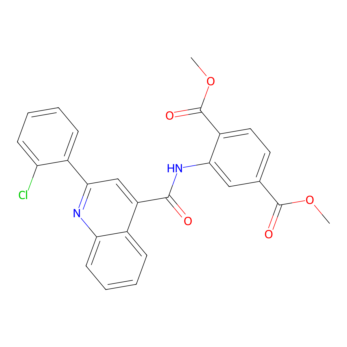 Dimethyl 2-({[2-(2-chlorophenyl)-4-quinolinyl]carbonyl}amino)terephthalate molecular structure, CAS 354548-88-2