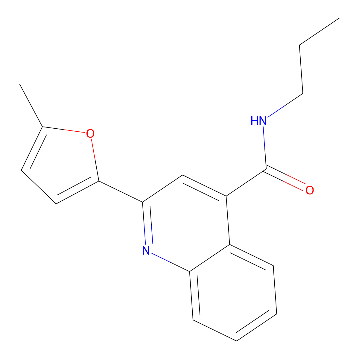 2-(5-methylfuran-2-yl)-N-propylquinoline-4-carboxamide molecular structure, CAS 354549-03-4