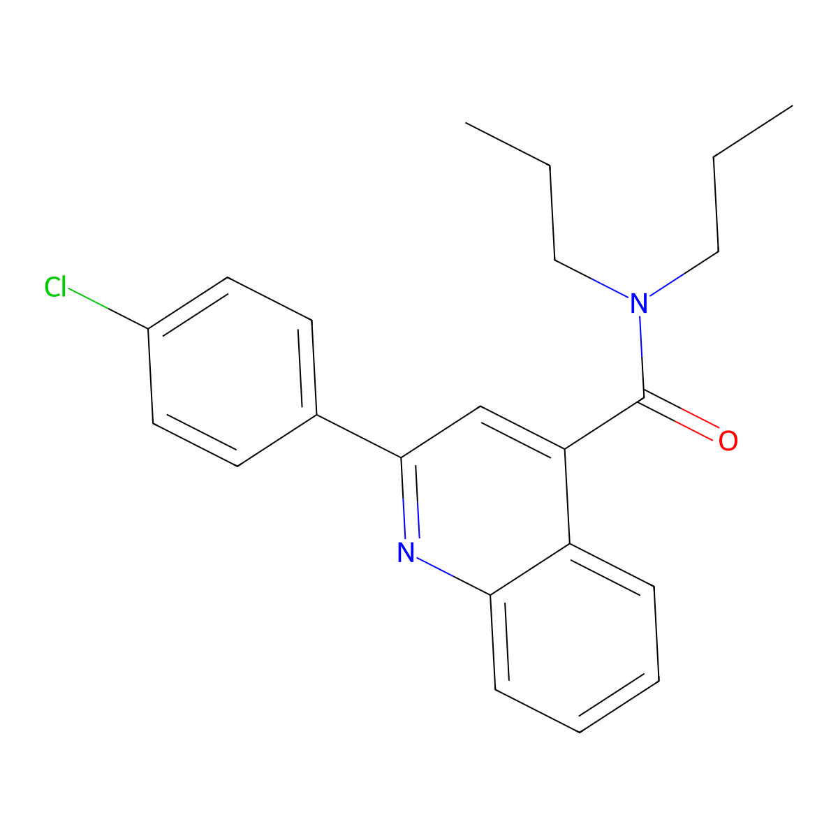 2-(4-chlorophenyl)-N,N-dipropyl-4-quinolinecarboxamide molecular structure, CAS 354549-06-7