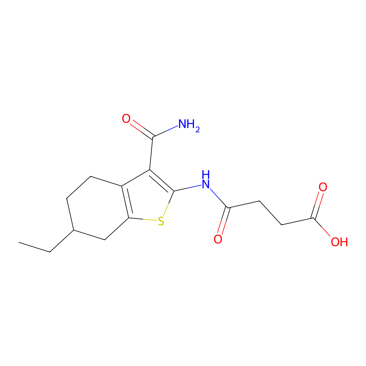 4-[(3-Carbamoyl-6-ethyl-4,5,6,7-tetrahydro-1-benzothiophen-2-yl)amino]-4-oxobutanoic acid molecular structure, CAS 354549-11-4