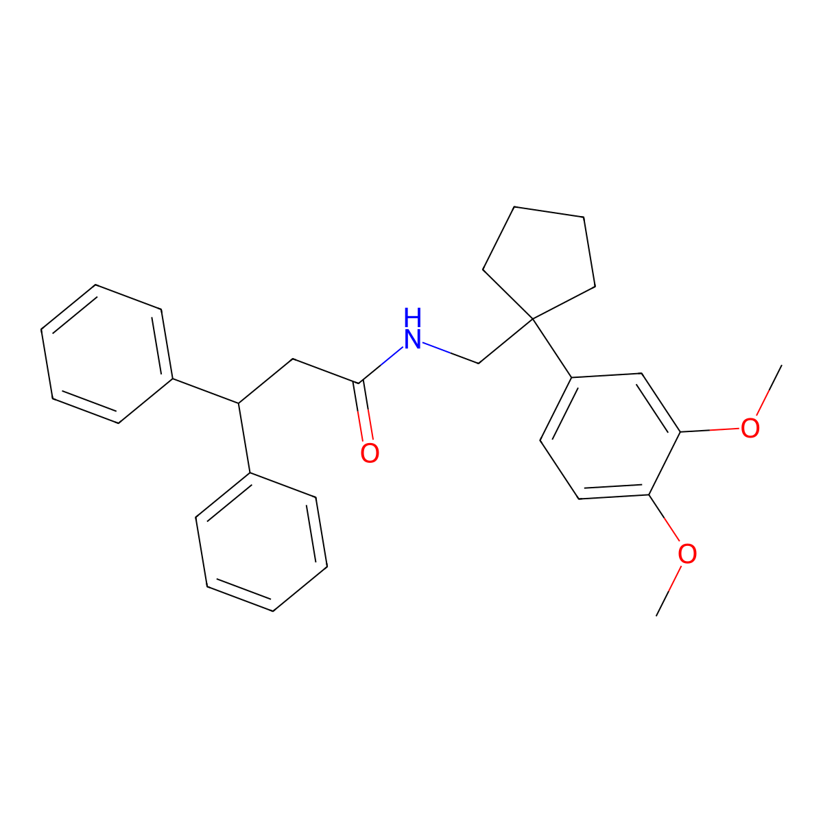 N-{[1-(3,4-dimethoxyphenyl)cyclopentyl]methyl}-3,3-diphenylpropanamide molecular structure, CAS 354549-12-5
